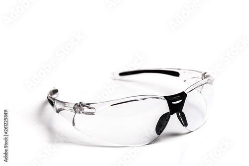 plastick safety glasses for construction work isolated on white backdround - Image