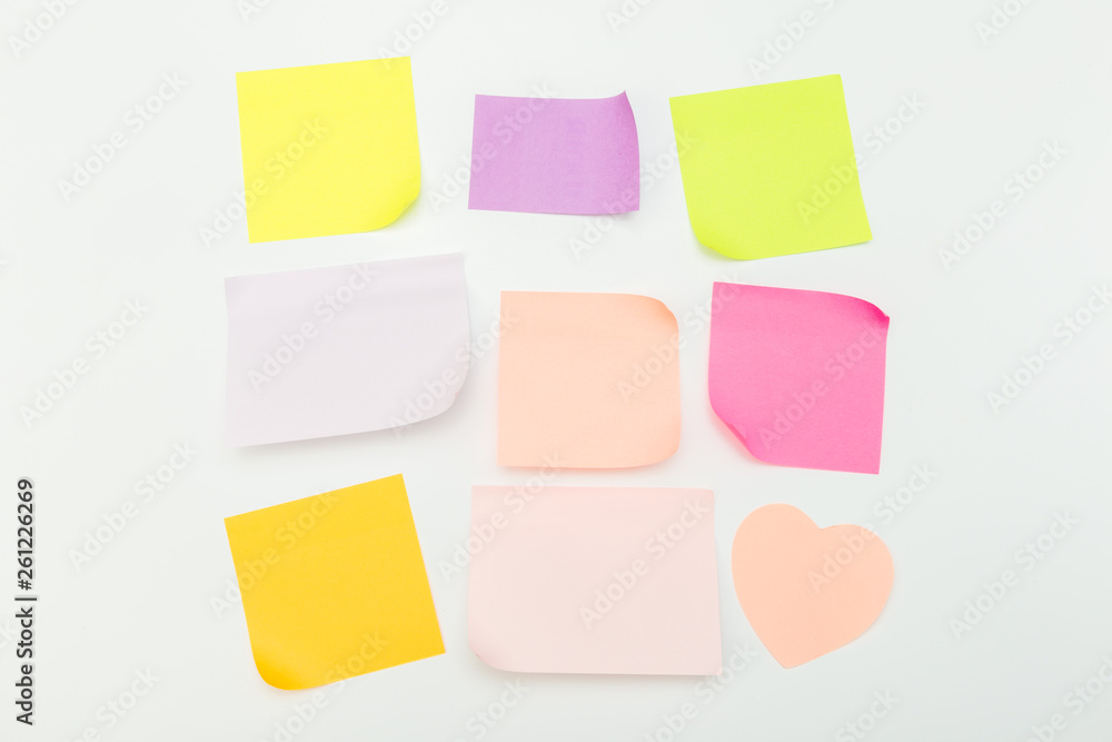 set of colour paper stick note on a white background set of colour paper stick note on a white background