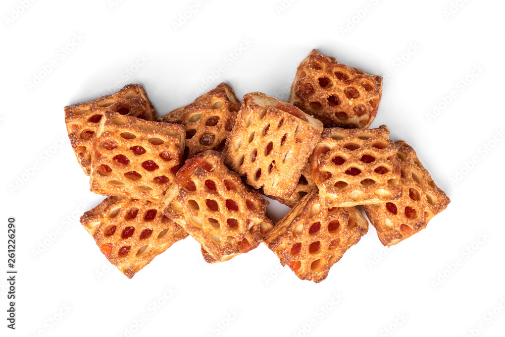 Puff pastry with apple isolated on white background. Puff pastry with apple isolated on white background.