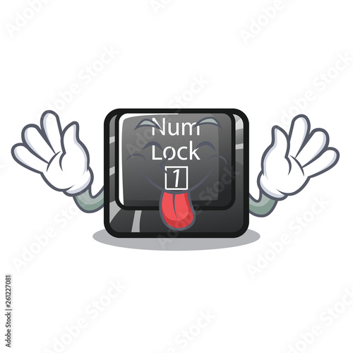 Tongue out num lock on a keyboard mascot