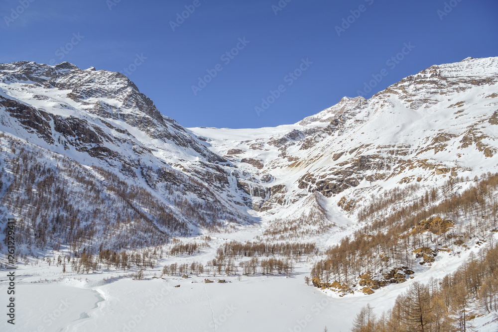 The Palu Glacier in southeastern flank of Piz Balu in Bernina range in Swiss Alps