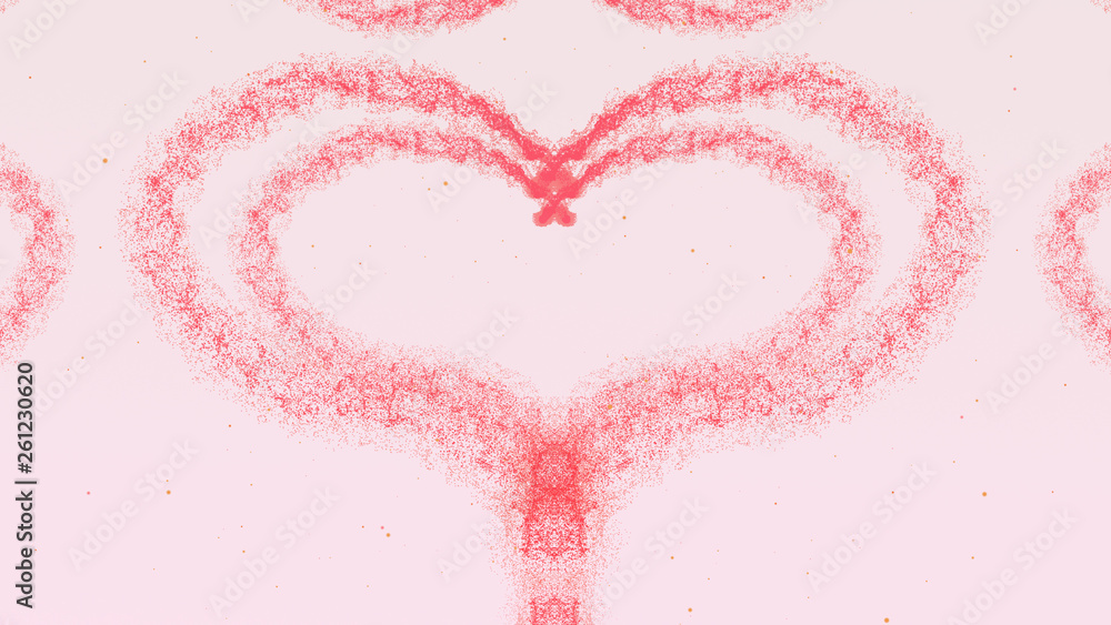 Beautiful pink heart. Valentine's Day heart made of light pink splash isolated on white background. Share love.