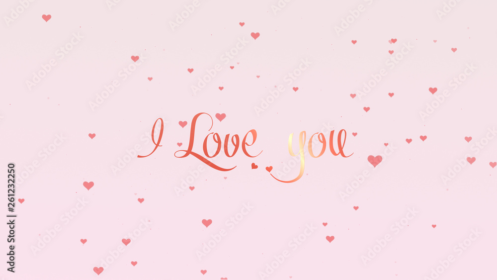 Valentine's Day lettering. Love background with pink little cute hearts for Valentine's Day. Light pink backgrop. Rose pink inscription. Valentine's Day lettering. Love background with pink little cute hearts for Valentine's Day. Light pink backgrop. Rose pink inscription.