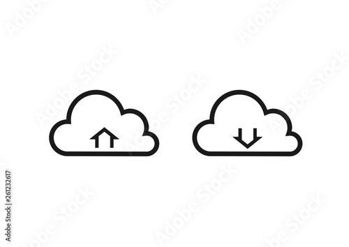 cloud upload and download isolated vector icons