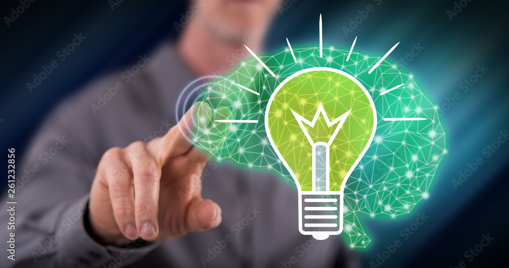 Fototapeta premium Man touching an idea concept