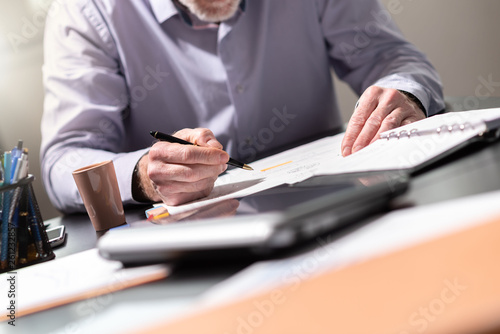 Businessman working on documents