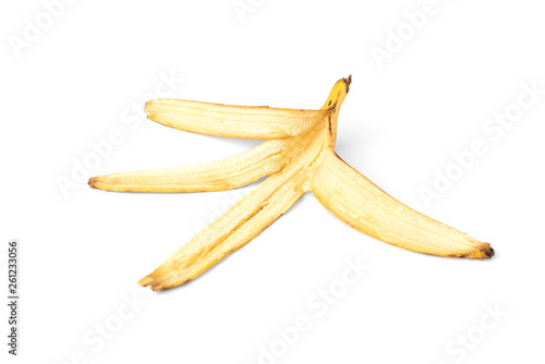 Banana peel isolated on white background. 