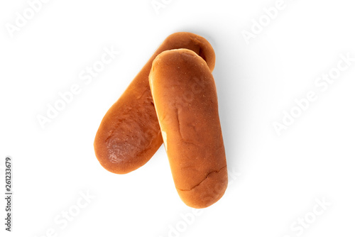 Hot dog buns isolated on white background. 