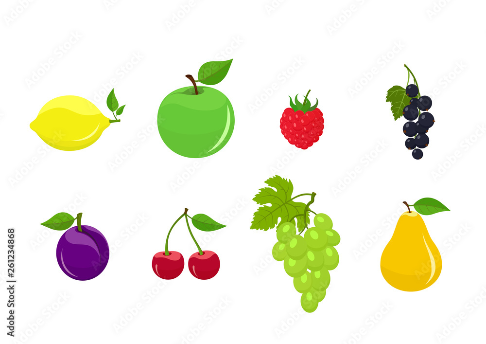 set of colorful cartoon fruits set of colorful cartoon fruits