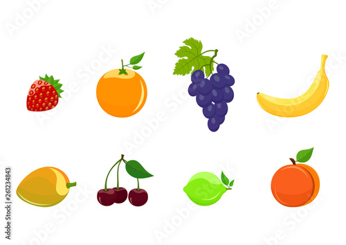 Fototapeta Naklejka Na Ścianę i Meble -  set of cartoon fruits