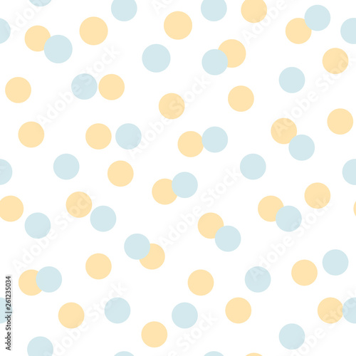 Geomteric yellow summer polka dot pattern seamless sunny vector background.