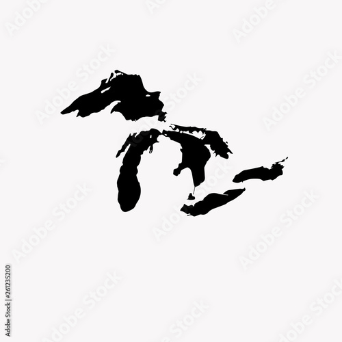 Obraz na plátně Great Lakes Map. Raster illustration