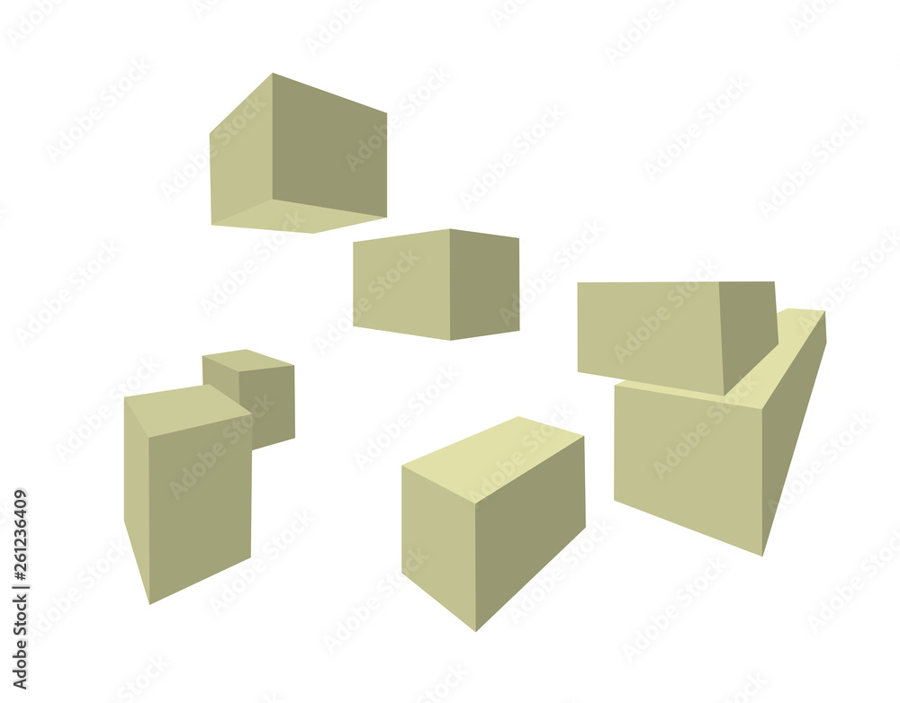 3d shapes cubes in the air vector isolated on white 3d shapes cubes in the air vector isolated on white
