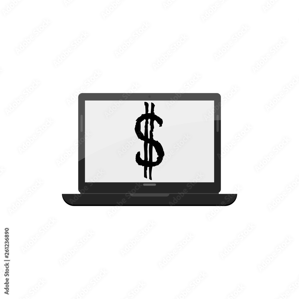 Laptop with dollar symbol icon isolated on white background Laptop with dollar symbol icon isolated on white background