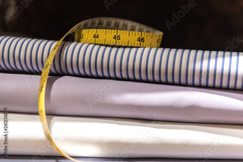 Tailor's Tape Measure and Fabric Swatches
