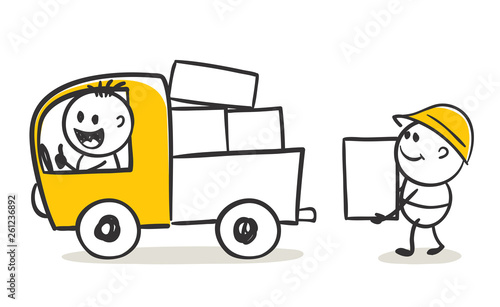 Moving / Funny vector illustration, transportation, Cargo Delivery.	
