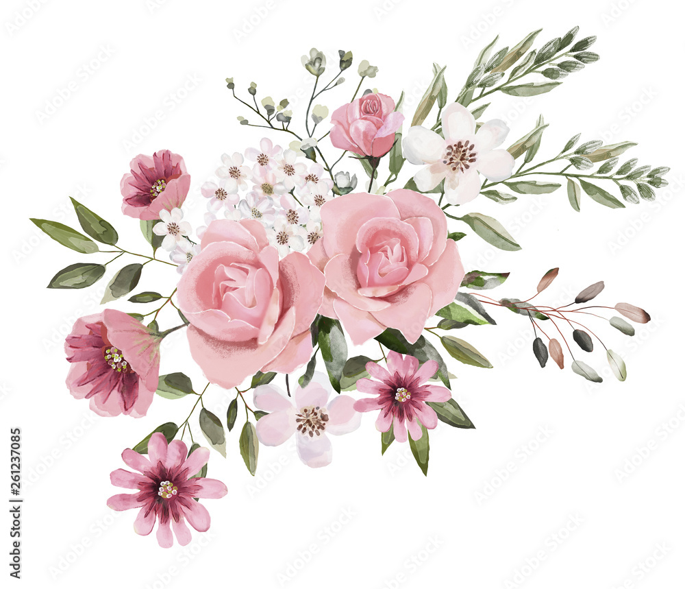 Set Watercolor Pink White Rose Petal Isolated on White Background.  Hand-drawn Botanical Flower for Valentine& X27;s Day or 8 Stock  Illustration - Illustration of floral, pink: 236248279