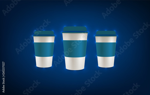 coffee cups on blue background
