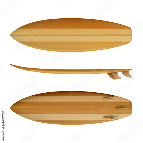 Surfboard wood isolated realistic Vector