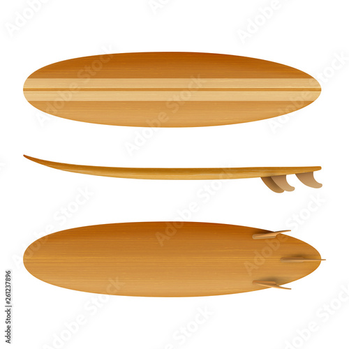 Surfboard wood vintage isolated realistic vector