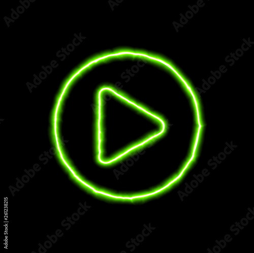 green neon symbol play circle