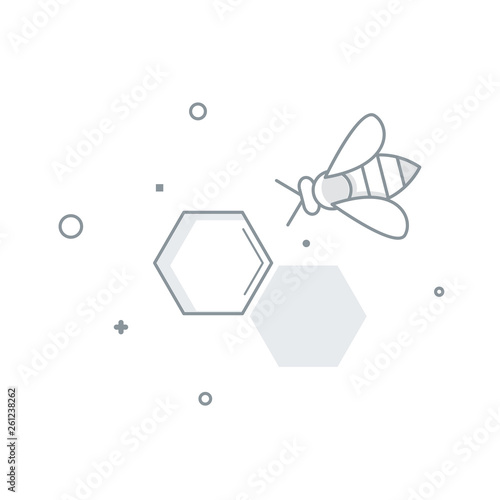 Bee sits on honeycombs. Vector image of a bee sitting on a honeycomb inside the hive