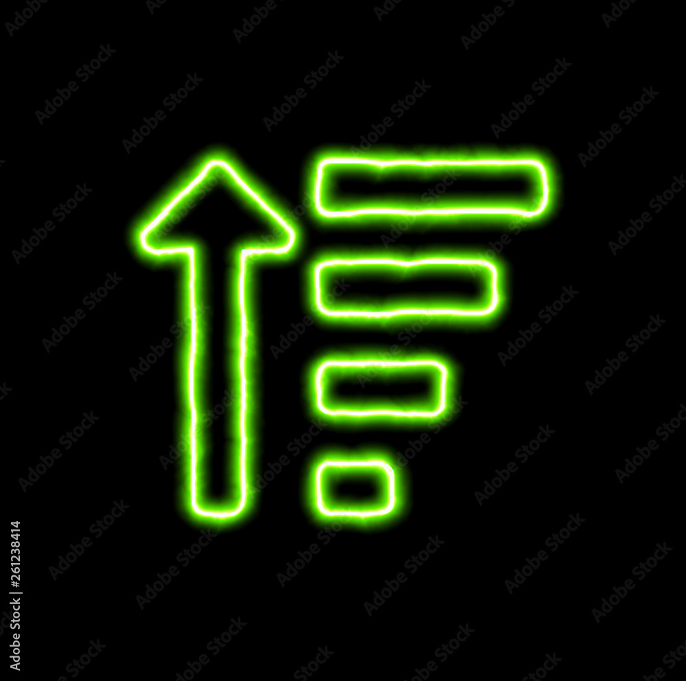 green neon symbol sort amount up green neon symbol sort amount up