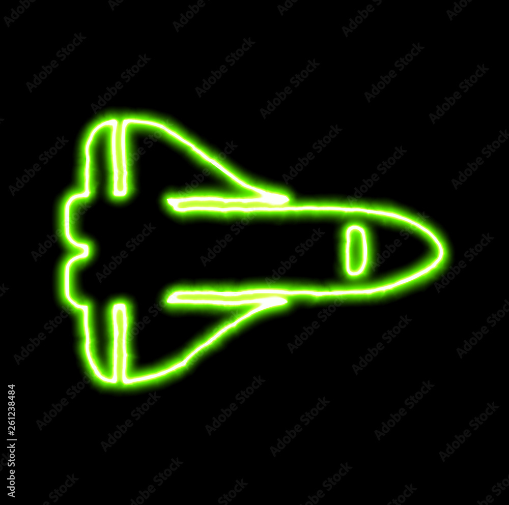 green neon symbol space shuttle green neon symbol space shuttle