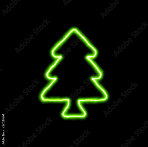 green neon symbol tree