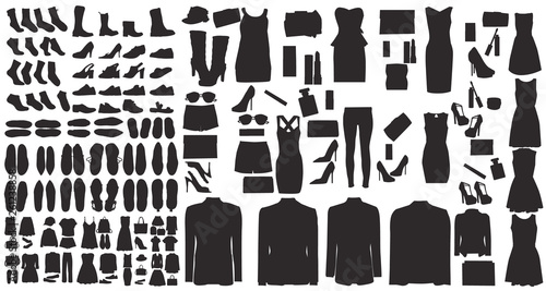  set of shoes and clothes silhouette