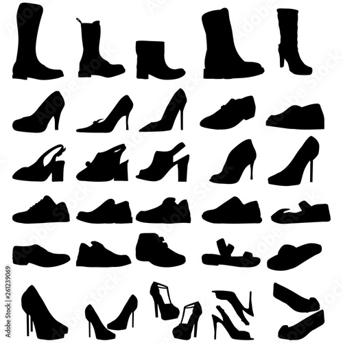 vector isolated shoe set silhouette