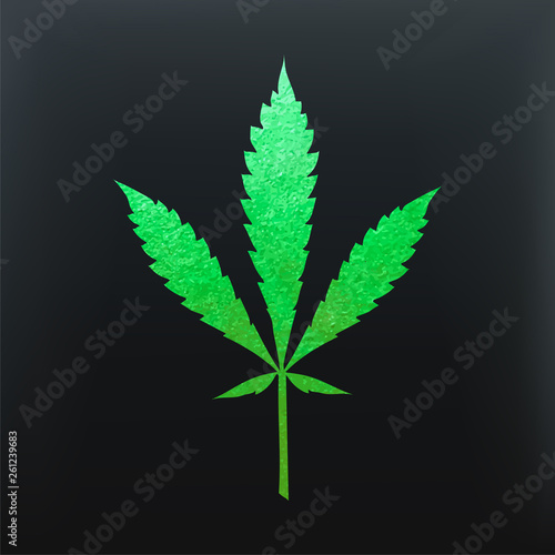Glitter green cannabis leaf vector