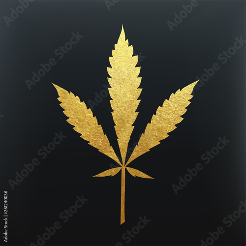 Gold cannabis leaf vector