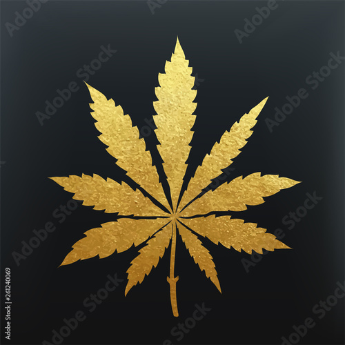 Gold cannabis leaf vector