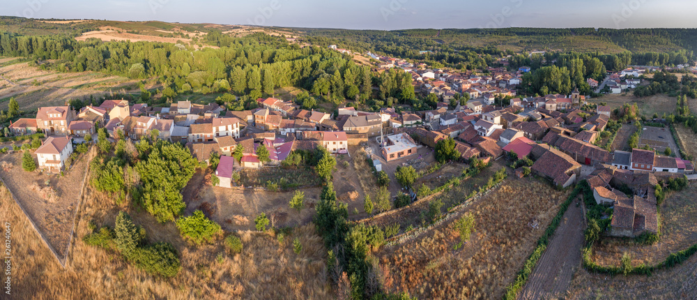 Panoramic aerial view of Sejas village in Zamora