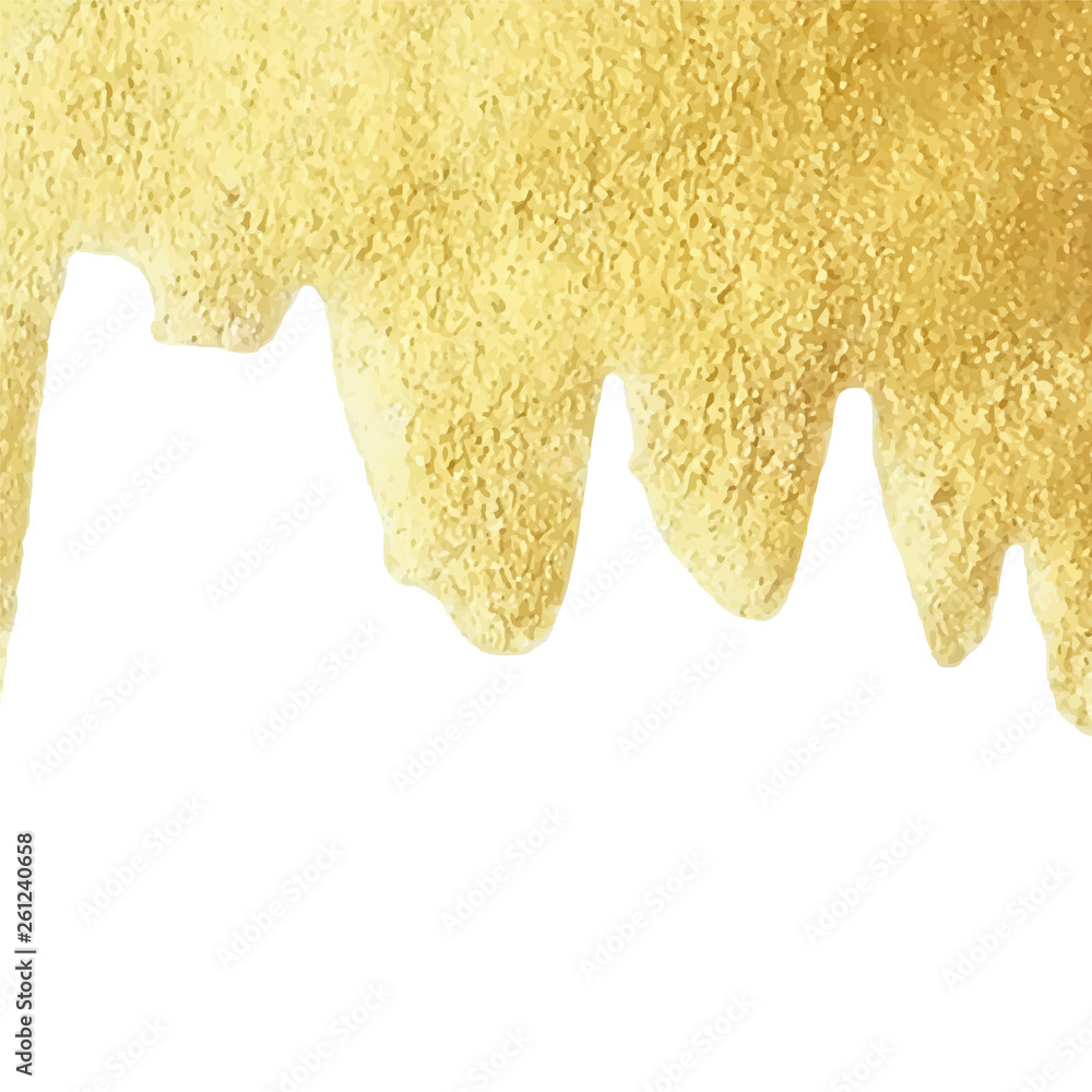 Fototapeta premium Gold paint drip isolated on white background
