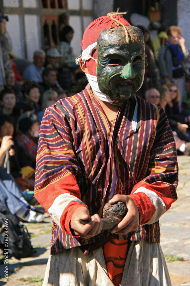 Traditional dancer during a religious festival (tsechu) in Jakar (Bhutan)