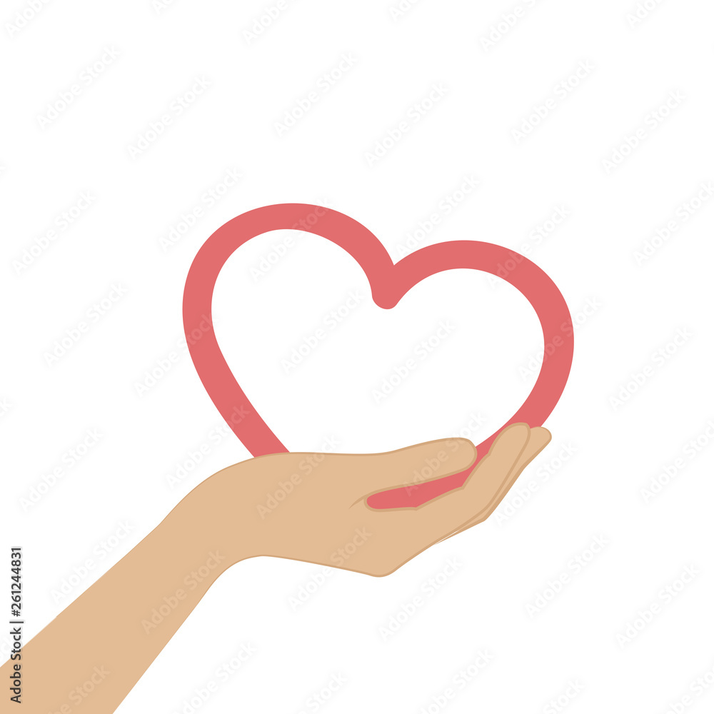female hand hold red heart symbol isolated on white background vector illustration EPS10 female hand hold red heart symbol isolated on white background vector illustration EPS10