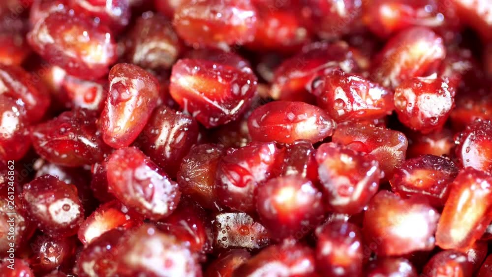 Rotating Pomegranate Seeds (not loopable 4K). Beautiful view Rotating Pomegranate Seeds (not loopable 4K). Beautiful view