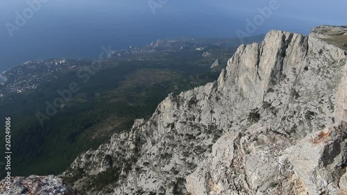 Panorama of the Crimean southern coast from the top of the mountains photo