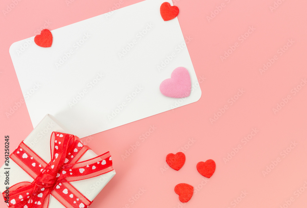 Mother's Day and the day to give to loved ones, white gift box and red ribbon, stationery