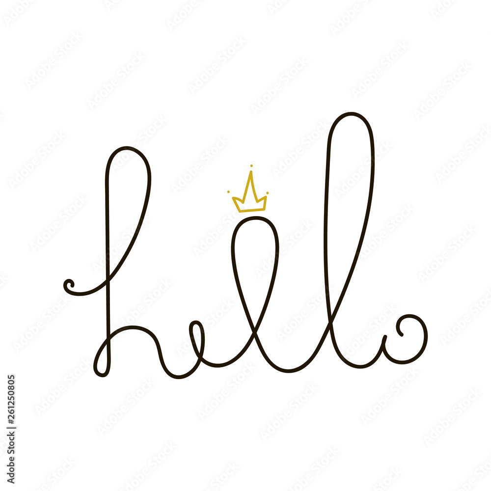 Hello calligraphic lettering with outline hand drawn, Hello calligraphic lettering with outline hand drawn,