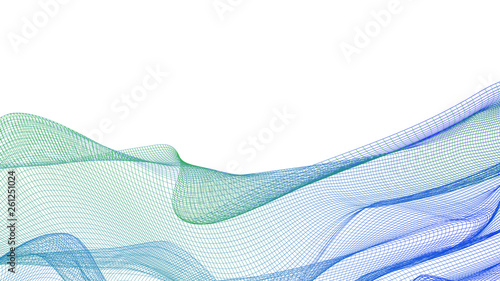 abstract background with wavy grid isolated on white photo