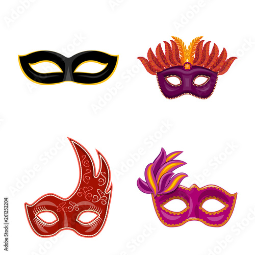 Vector illustration of carnival and theatrical logo. Collection of carnival and mystery vector icon for stock.