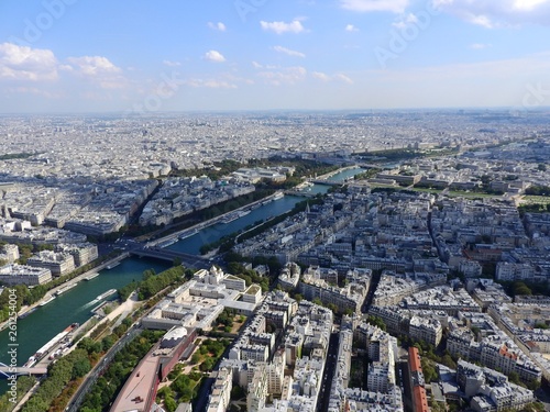 Center of Paris from the heights. View from the Eiffel Tower on the river Seine. Modern architecture. © Konstantin