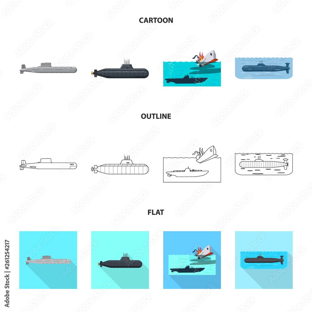 Vector design of war  and ship sign. Set of war  and fleet stock vector illustration.