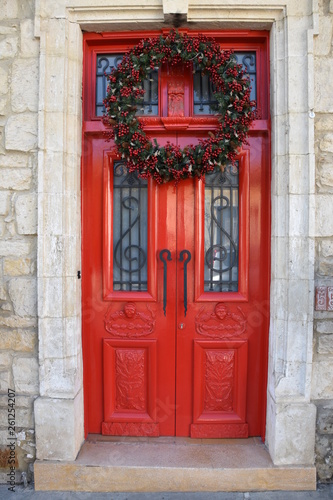 Festive Red Front Door, Limassol, Cyprus © Globepouncing