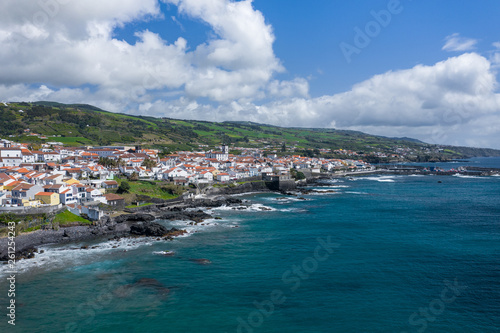 Fototapeta Naklejka Na Ścianę i Meble -  Aerial view of Atlantic coast at Vila Franca do Campo, Sao Miguel island, Azores, Portugal.. Photo made by drone.