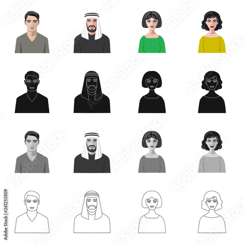 Vector design of hairstyle and profession  symbol. Set of hairstyle and character  stock symbol for web.