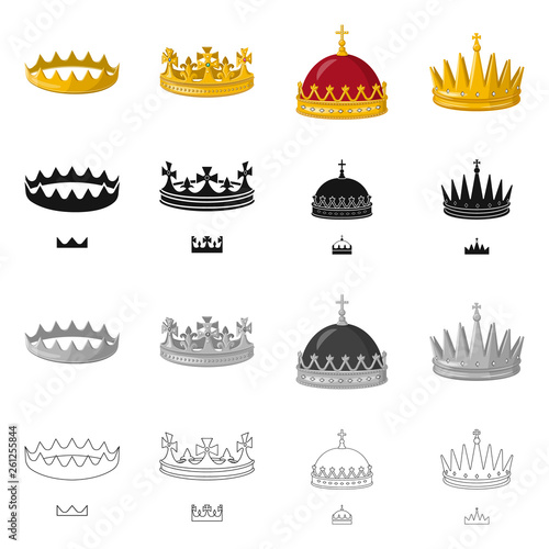 Vector design of medieval and nobility symbol. Collection of medieval and monarchy vector icon for stock.